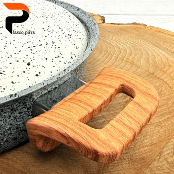 قابلمه 16 دسته چوبی گرانیتی طوسی سفید هاناتک - Image 3