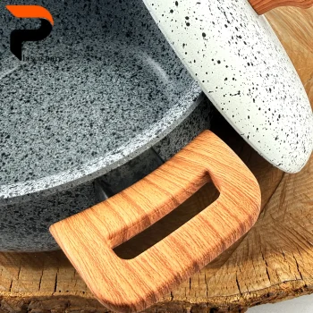 قابلمه 16 دسته چوبی گرانیتی طوسی سفید هاناتک - Image 6