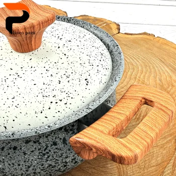 قابلمه 16 دسته چوبی گرانیتی طوسی سفید هاناتک - Image 7