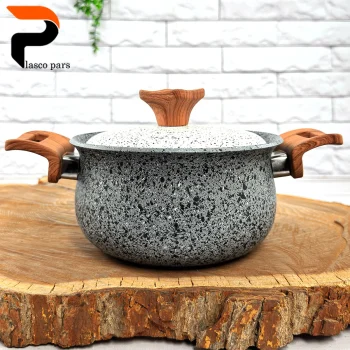 قابلمه 16 دسته چوبی گرانیتی طوسی سفید هاناتک - Image 9