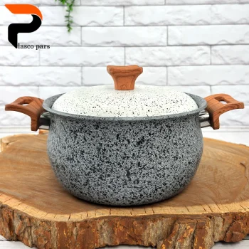 قابلمه 20 دسته چوبی گرانیتی طوسی سفید هاناتک