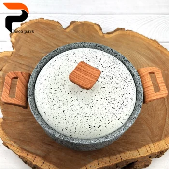 قابلمه 20 دسته چوبی گرانیتی طوسی سفید هاناتک - Image 5