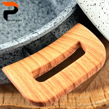 قابلمه 20 دسته چوبی گرانیتی طوسی سفید هاناتک - Image 3