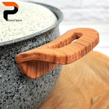 قابلمه 24 دسته چوبی گرانیتی طوسی سفید هاناتک - Image 3