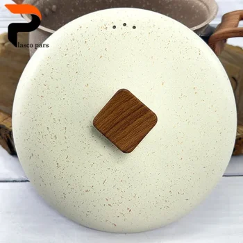 قابلمه 24 دسته چوبی گرانیتی نسکافه ای کرم هاناتک - Image 8