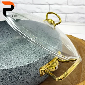 تابه 28 خمره ای دودسته درب پیرکس طوسی هاناتک - Image 5