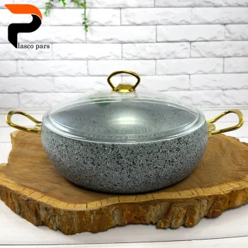 تابه 28 خمره ای دودسته درب پیرکس طوسی هاناتک - Image 6