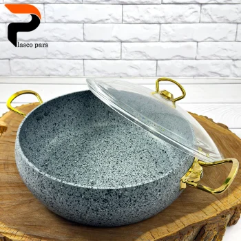 تابه 28 خمره ای دودسته درب پیرکس طوسی هاناتک - Image 2