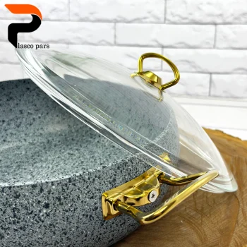 تابه 28 خمره ای دودسته درب پیرکس طوسی هاناتک - Image 8