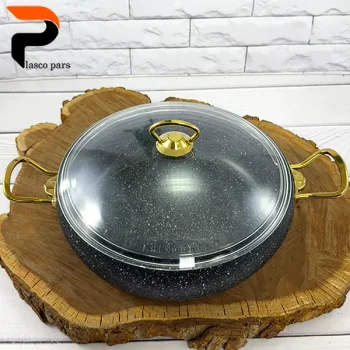 تابه 28 خمره ای دودسته درب پیرکس مشکی هاناتک