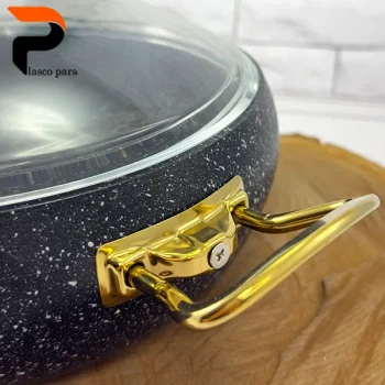 تابه 28 خمره ای دودسته درب پیرکس مشکی هاناتک - Image 8