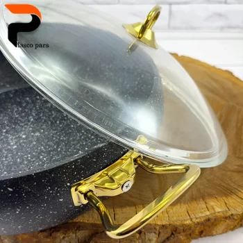 تابه 28 خمره ای دودسته درب پیرکس مشکی هاناتک - Image 5