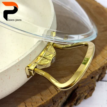 تابه 28 خمره ای دودسته درب پیرکس کرمی هاناتک - Image 3