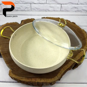 تابه 28 خمره ای دودسته درب پیرکس کرمی هاناتک - Image 2