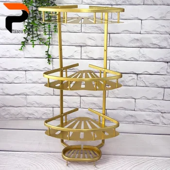 جا شامپویی کنج 3طبقه سینی دار طلایی