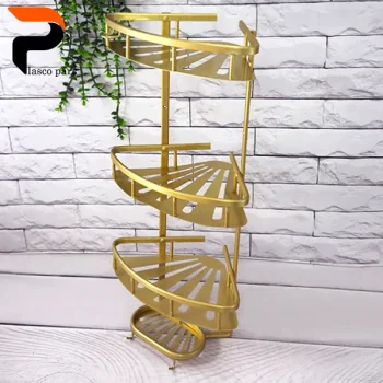 جا شامپویی کنج 3طبقه سینی دار طلایی - Image 2