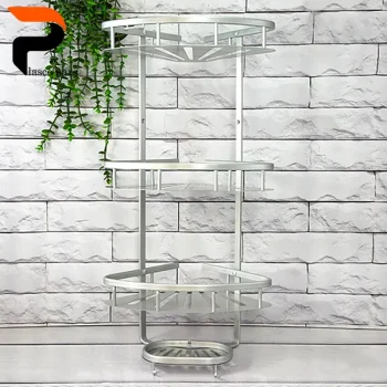 جا شامپویی کنج 3طبقه سینی دار نقره ای