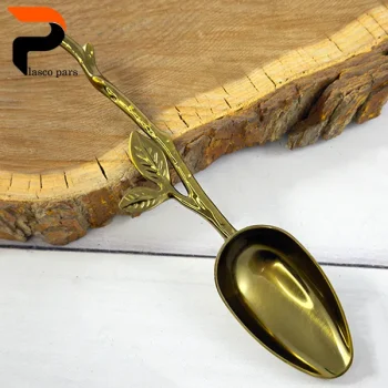 قاشق آجیل برنجی طرح شاخه برگ A-240 - Image 5