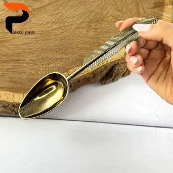 قاشق آجیل برنجی طرح پر A-227 - Image 2