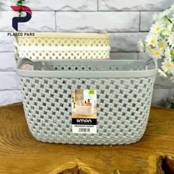 سبد مستطیل کوچک بافت لیمون