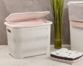 سبد رخت دربدار کوتاه بامبو  لیمون - Image 8