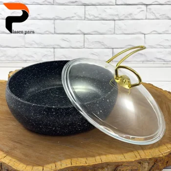 تابه 24 خمره ای تکدسته درب پیرکس مشکی هاناتک - Image 7