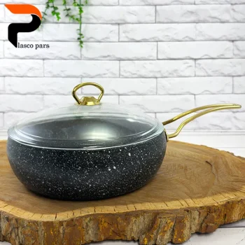 تابه 24 خمره ای تکدسته درب پیرکس مشکی هاناتک - Image 10