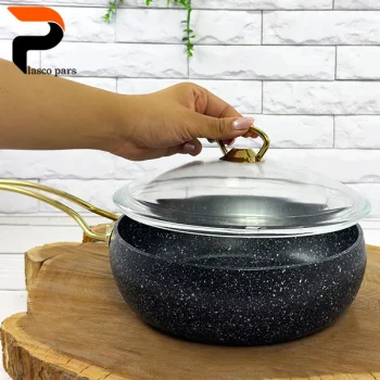 تابه 24 خمره ای تکدسته درب پیرکس مشکی هاناتک - Image 12