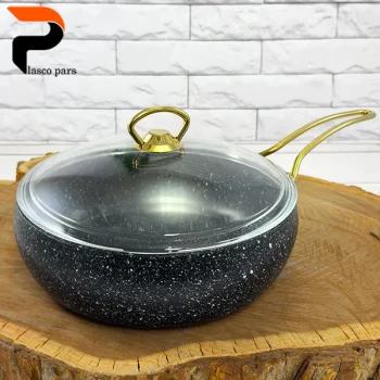 تابه 24 خمره ای تکدسته درب پیرکس مشکی هاناتک - Image 2