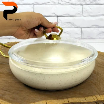 تابه 24 خمره ای تکدسته درب پیرکس کرمی هاناتک - Image 4