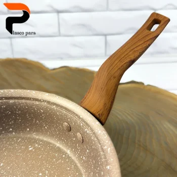 تابه 20 تکدسته دسته چوبی گرانیتی نسکافه ای کرم هاناتک - Image 8