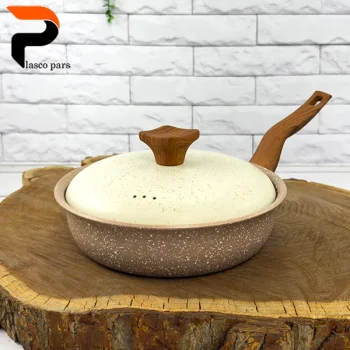 تابه 20 تکدسته دسته چوبی گرانیتی نسکافه ای کرم هاناتک - Image 7