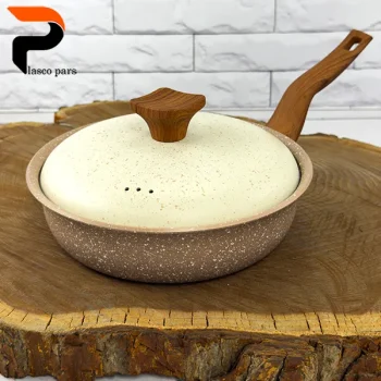 تابه 20 تکدسته دسته چوبی گرانیتی نسکافه ای کرم هاناتک