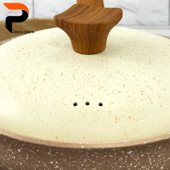 تابه 20 تکدسته دسته چوبی گرانیتی نسکافه ای کرم هاناتک - Image 2