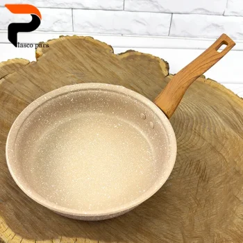 تابه 20 تکدسته دسته چوبی گرانیتی نسکافه ای کرم هاناتک - Image 4