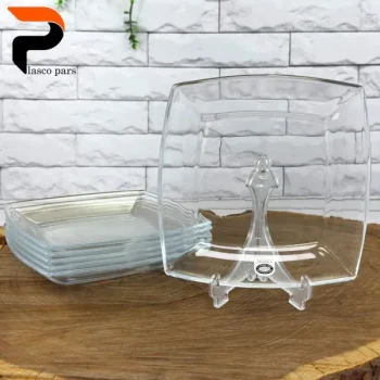 پیش دستی مربع شیشه ای 6عددی لیمون