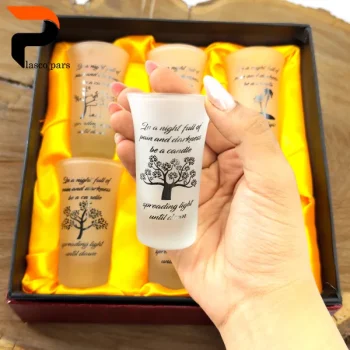 ست شات طرحدار مات گرد 6 عددی کادویی