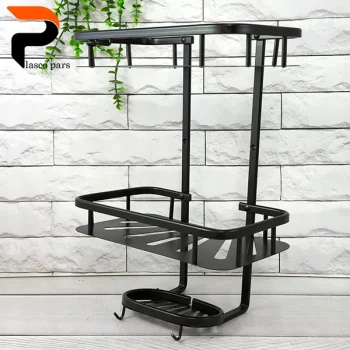 جا شامپویی مستطیل 2طبقه سینی دار مشکی - Image 4