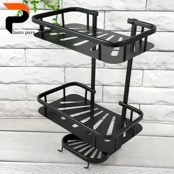 جا شامپویی مستطیل 2طبقه سینی دار مشکی - Image 3