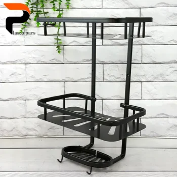 جا شامپویی مستطیل 2طبقه سینی دار مشکی - Image 2