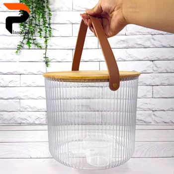 سطل شیاردار 9 لیتری درب چوبی لیمون