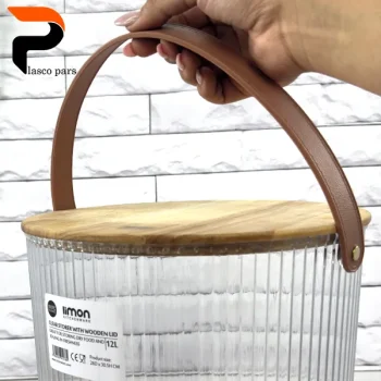 سطل شیاردار 9 لیتری درب چوبی لیمون - Image 7