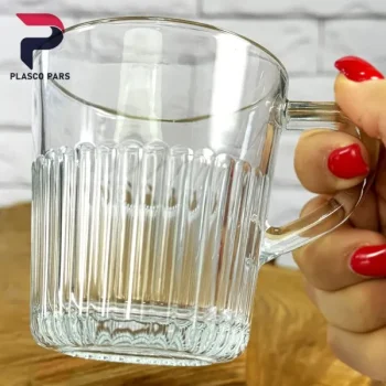 لیوان شیاردار دسته دار 280 لیمون - Image 2