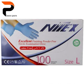 دستکش L آبی نیتریل 100 عددی
