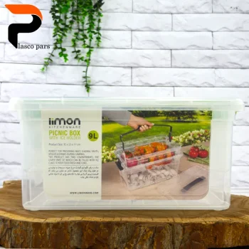باکس مستطیل 5 لیتری با مخزن یخ دسته دار لیمون