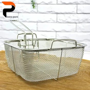 توری روغن گیر مربع استیل دسته تاشو بزرگ - Image 9