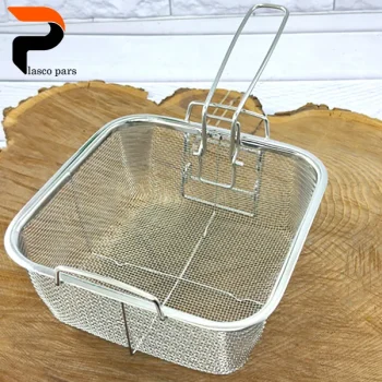 توری روغن گیر مربع استیل دسته تاشو بزرگ