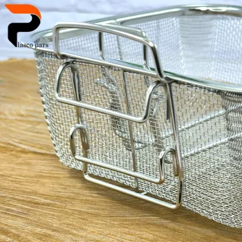 توری روغن گیر مربع استیل دسته تاشو بزرگ - Image 5