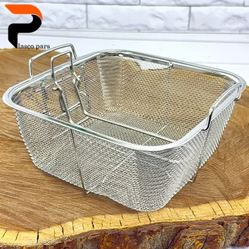 توری روغن گیر مربع استیل دسته تاشو بزرگ - Image 4