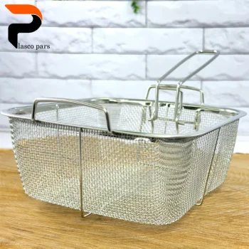 توری روغن گیر مربع استیل دسته تاشو بزرگ - Image 3